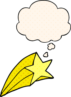Çizgi roman tarzında düşünce baloncuğu olan çizgi film yıldızı bir insan tarafından çizildi.