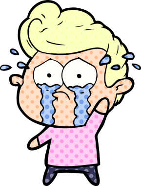 Bir insan tarafından çizilmiş ağlayan bir karikatür.