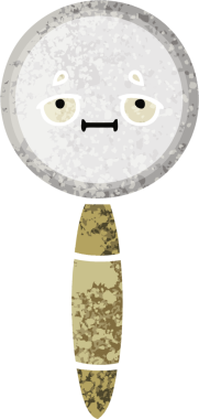 Bir insan tarafından çizilmiş bir büyüteçin retro çizim tarzı karikatürü