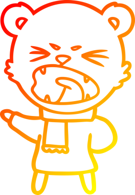 Bir insan tarafından çizilmiş kızgın bir çizgi film ayısının sıcak çizgi çizimi