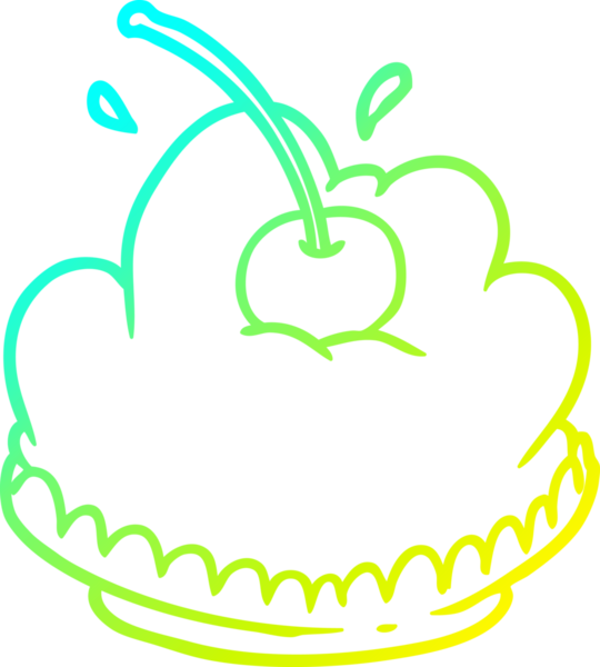 Bir insan tarafından çizilmiş lezzetli bir tatlının soğuk gradyan çizimi.