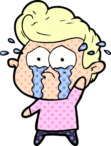 Bir insan tarafından çizilmiş ağlayan bir karikatür.