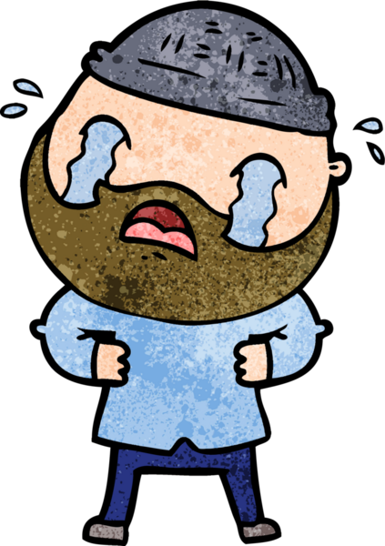 Çizgi film sakallı adam bir insan tarafından çizilmiş ağlıyor.