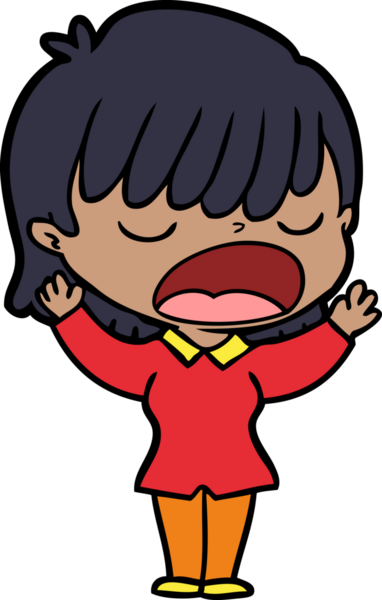 Çizgi filmdeki kadın bir insan tarafından yüksek sesle çizilmiş.