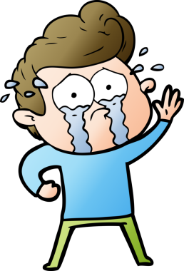 Bir insan tarafından çizilmiş ağlayan bir karikatür.