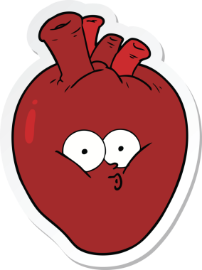 Bir insan tarafından çizilmiş, kafası karışmış bir kalbin çıkartması.