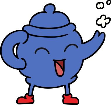 Bir insan tarafından çizilmiş mavi çay demliğinin karalaması.