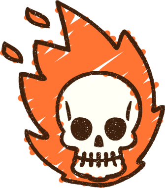 Alevli Kafatası Tebeşiri Bir insan tarafından çizilmiş