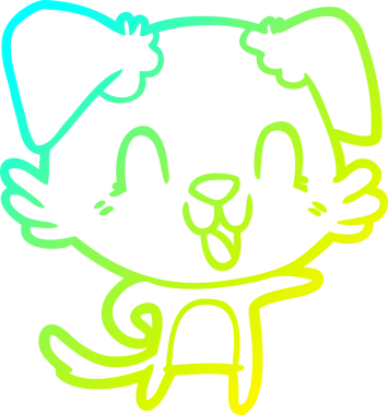 Bir insan tarafından çizilmiş gülen çizgi film köpeğinin soğuk çizgisi.