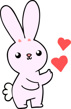 Sevgi dolu bir insan tarafından çizilmiş sevimli çizgi film tavşanı.
