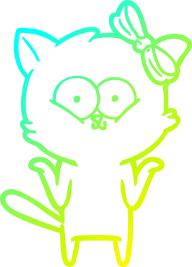 Bir insan tarafından çizilen çizgi film kedisinin soğuk gradyan çizgisi.