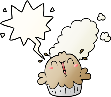 Bir insan tarafından çizilmiş yumuşak eğimli konuşma baloncuklu şirin çizgi film pastası.