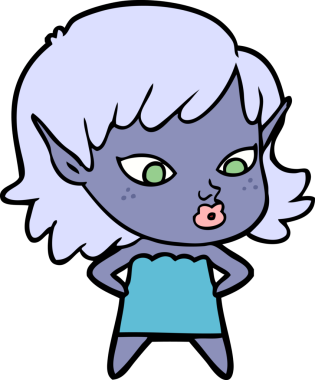 Bir insan tarafından çizilmiş güzel elf kızı.