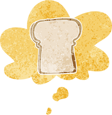 Düşünce baloncuklu çizgi film dilimi grunge sıkıntılı retro dokuma tarzı bir insan tarafından çizilmiş