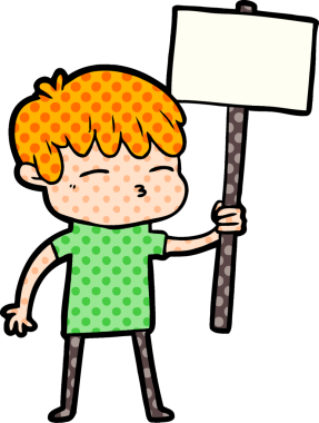 Bir insan tarafından çizilmiş meraklı bir çocuk.