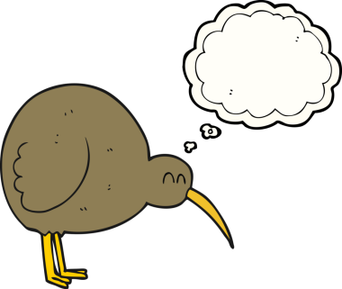 Bir insan tarafından çizilmiş serbest çizim balon karikatür kivi kuşu