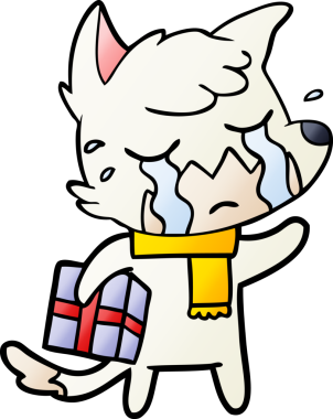 Bir insan tarafından çizilmiş ağlayan Noel tilkisi çizgi filmi.