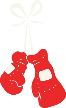 Bir insan tarafından çizilmiş boks eldivenlerinin düz renk çizimi