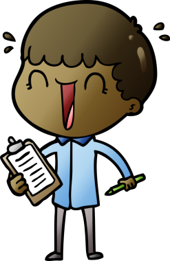 Bir insan tarafından çizilmiş gülen karikatür adam.