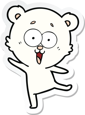 Bir insan tarafından çizilmiş gülen oyuncak ayının çıkartması.