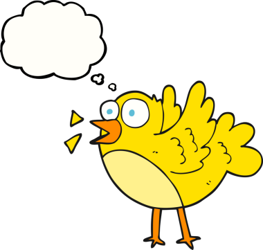 Bir insan tarafından çizilmiş serbest çizim balon karikatür kuşu.