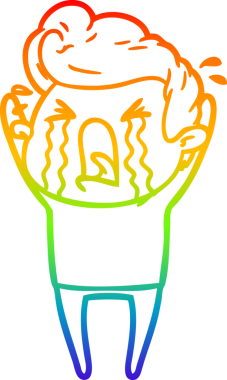 Bir insan tarafından çizilmiş ağlayan bir adamın çizdiği gökkuşağı gradyan çizgisi.