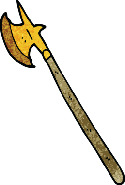 Bir insan tarafından çizilmiş ortaçağ silahı.