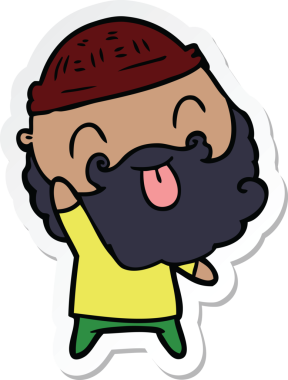 Bir insan tarafından çizilmiş sakallı bir adamın çıkartması.