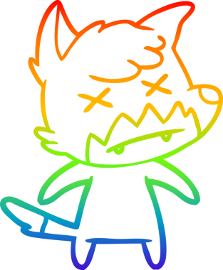 Gökkuşağı gradyan çizgi çizimi Bir insan tarafından çizilmiş ölü tilki