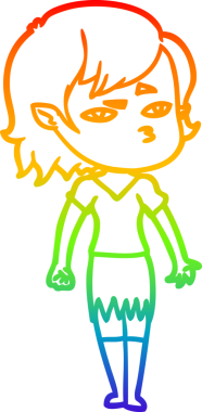 Gökkuşağı gradyan çizimi Bir insan tarafından çizilen vampir kız çizgi