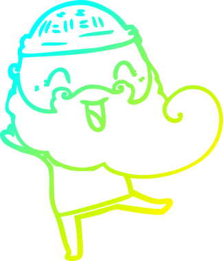 Bir insan tarafından çizilmiş mutlu sakallı bir adamın soğuk hava çizgisi.