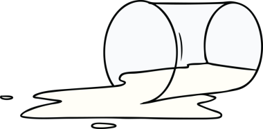 Bir insan tarafından çizilmiş dökülmüş bir bardağın el çizimi karikatürü