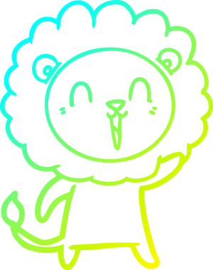 Bir insan tarafından çizilmiş gülen aslan karikatürü.