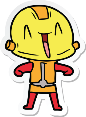 Bir insan tarafından çizilmiş robot karikatür çıkartması.