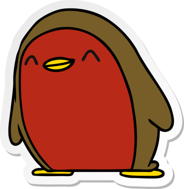 Bir insan tarafından çizilmiş serbest sticker çizgi film Şirin kawaii kırmızı robin