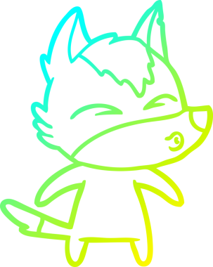 Bir insan tarafından çizilmiş bir kurt çizgi filminin soğuk gradyan çizimi