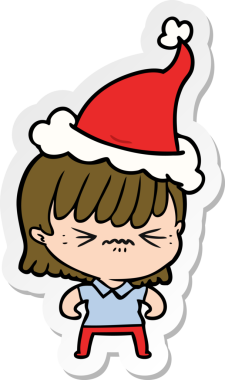 Bir insan tarafından çizilmiş Noel Baba şapkası giyen bir kızın çizilmiş el yazısı.