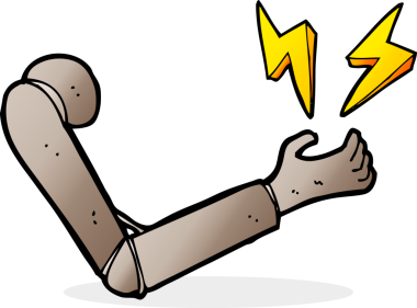 bir insan tarafından çizilmiş protez bir kol.