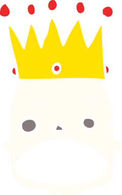 Düz renkli karikatür. İnsan tarafından çizilmiş ürkütücü kafatası yüzlü.