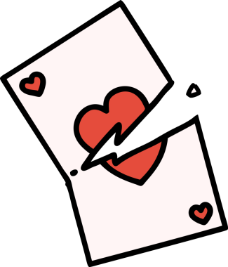 Bir insan tarafından çizilmiş geleneksel bir kart dövmesi.