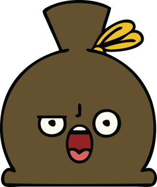 Bir insan tarafından çizilmiş şirin bir çuval karikatürü