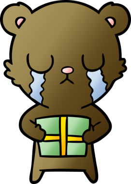 Bir insan tarafından çizilmiş ağlayan çizgi film ayısı.