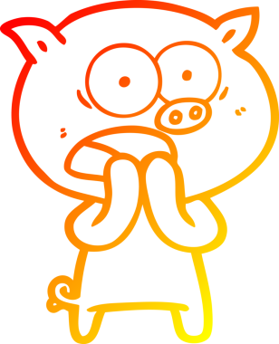 Bir insan tarafından çizilmiş bağıran çizgi film domuzu çizimi.