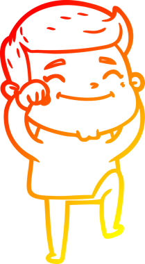 Bir insan tarafından çizilmiş mutlu bir çizgi film karakteri çizimi.