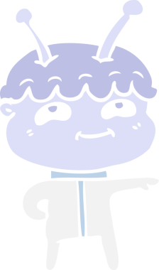 Bir insan tarafından çizilmiş düz renkli çizgi film uzay adamı.