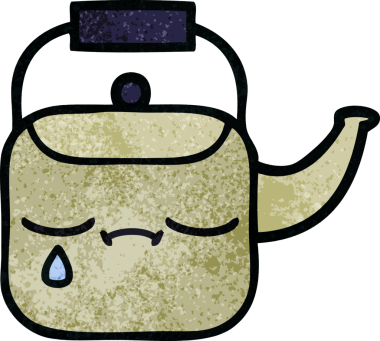 Bir insan tarafından çizilmiş eski grunge desenli bir çaydanlık.