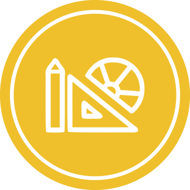 Bir insan tarafından çizilmiş matematik ekipmanları dairesel simgesi