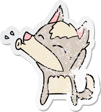 Bir insan tarafından çizilmiş uluyan kurt çizgi filminin sıkıntılı çıkartması.