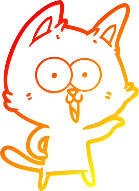 Bir insan tarafından çizilmiş komik bir çizgi film kedisinin sıcak çizgi çizimi