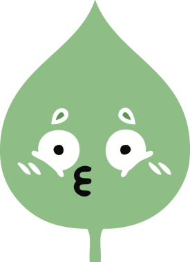 Bir insan tarafından çizilmiş dışavurumsal yaprağın düz renk retro karikatürü